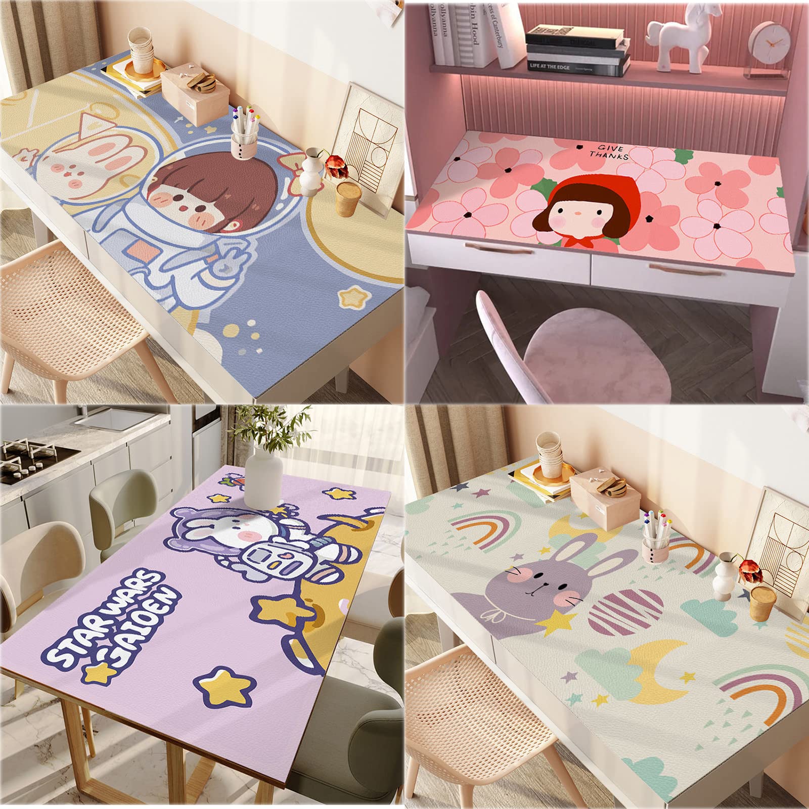 Tappetino da Scrivania in Pelle, Sottomano Scrivania Bambini, Tovaglia Protettiva in Pelle per Tavolo Sala da Pranzo, Scrivania Ufficio, Grande Tappetino per Mouse, Antiscivol(Size:60*140cm,Color:h)