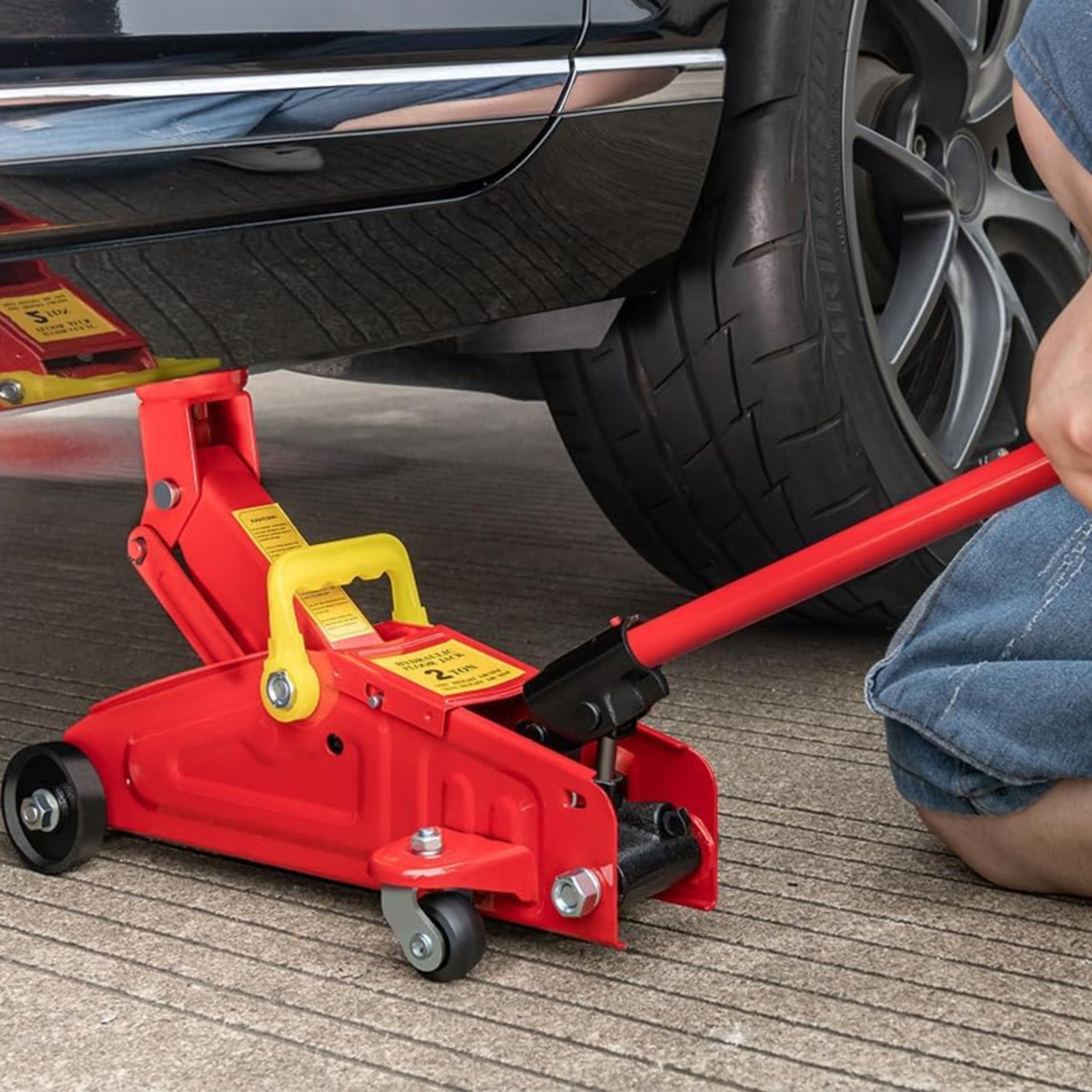 YASTA Cric Idraulico per Auto 2 Tonnellate, Martinetto Sollevatore per Veicoli in Garage e Officina, Ideale per Cambio Gomme e Manutenzione Fai Da Te