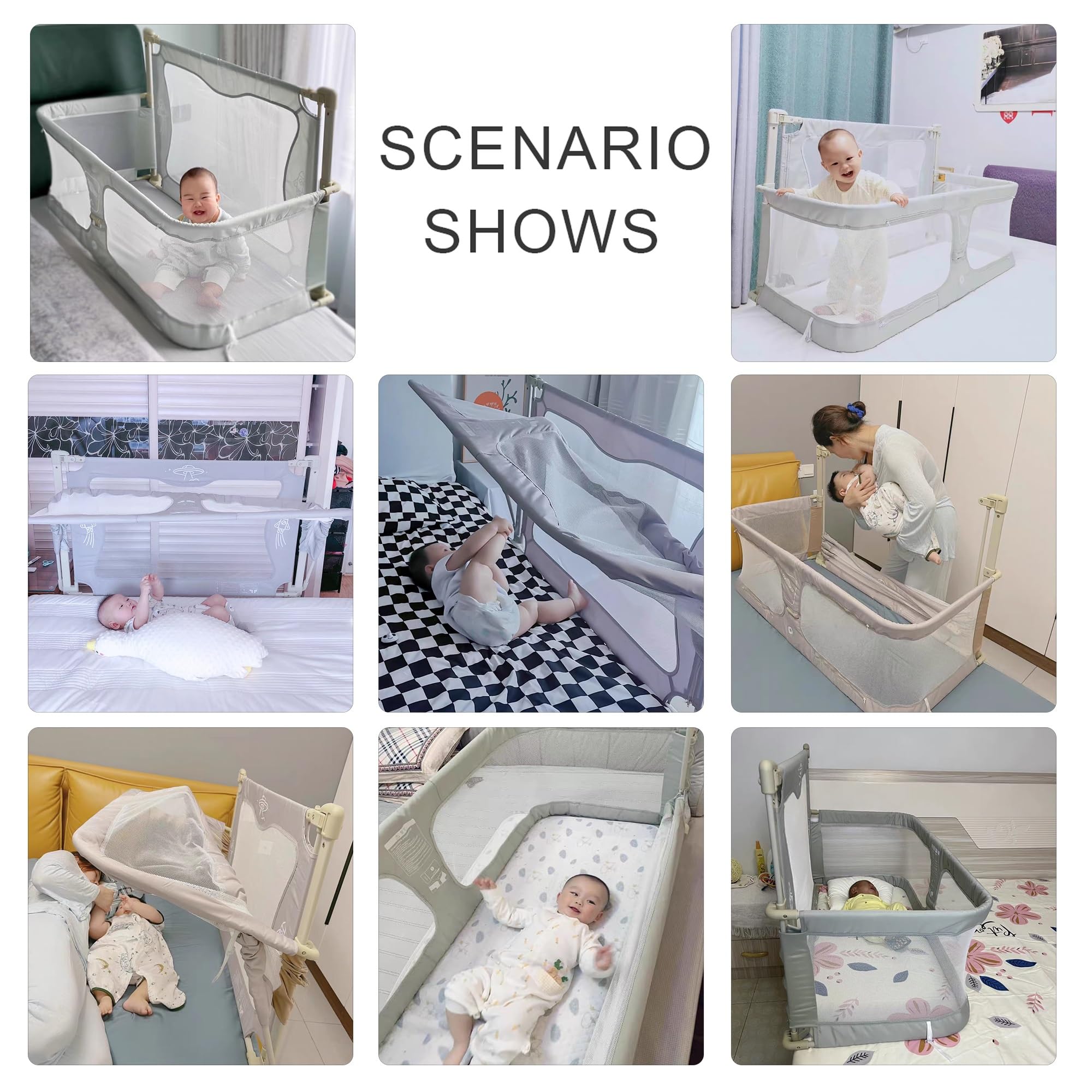 Culla Sidecar Portatile 120x50 Cm Per Bebè - Lettino Co-sleeping Con Sponde Apribili, Verde Chiaro