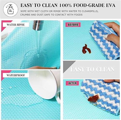 Miniatura 4 de 10 piezas de revestimientos para refrigerador, alfombrillas lavables para estantes de nevera, almohadillas para refrigerador para armario, gabinete,