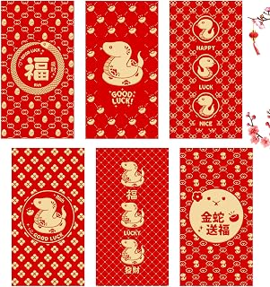 18pcs Chinese New Year Red Envelopes 2025 Year Lucky Money Envelopes Red Packets for Cash Gift, 6 Pattern Hong bao With Auspicious Words & lovely Pictures for Lunar Spring Festival, Birthday, Wedding