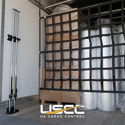 Miniatura 2 de US Cargo Control E Track - Red de carga para remolque de 82" x 82", red de carga resistente ajustable con cambuckles para sistemas E-Track y