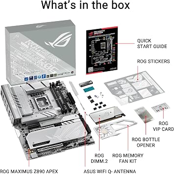 ASUS ROG MAXIMUS Z890 APEX Intel Z890 LGA 1851 ATX motherboard, Advanced AI PC-ready, 22+2+1+2 stages, DDR5, WiFi 7, 5G LAN, 3x PCIe 5.0 M.2, ThunderboltTM 4, USB Type-C, AI OC, Cooling & Networking