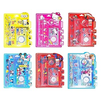ShubhKraft Birthday Party Return Gifts - Set of 10 Camera Stationery Kit for Kids - Assorted Colours