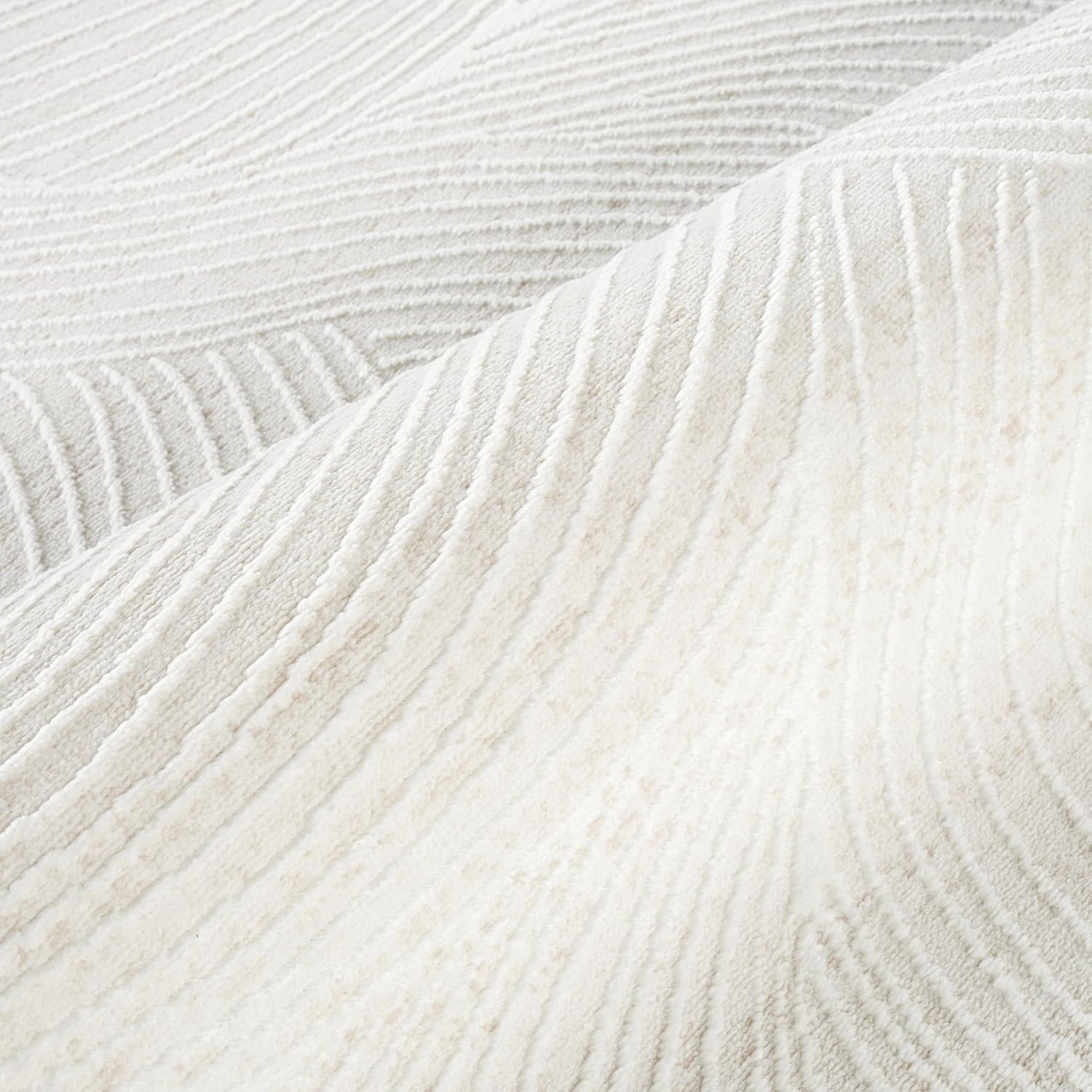 Abani Cream Area Rug – 8' x 10' – Vera Collection – Wave Texture Pattern – Non-Shedding, Easy to Clean – Durable for Living Room, Bedroom, or Office, Pet & Child Friendly