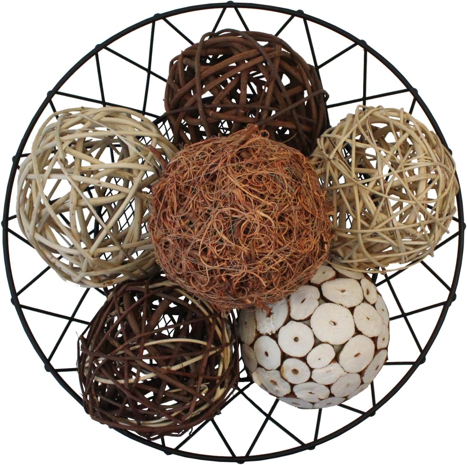 Blue Donuts Decorative Balls for Bowls â€“ Decorative Balls for Centerpiece Bowl Fillers, Assorted Rattan Wicker Balls Orb Grapevine Ball, Vase Fillers, Pack of 6 : Home & Kitchen