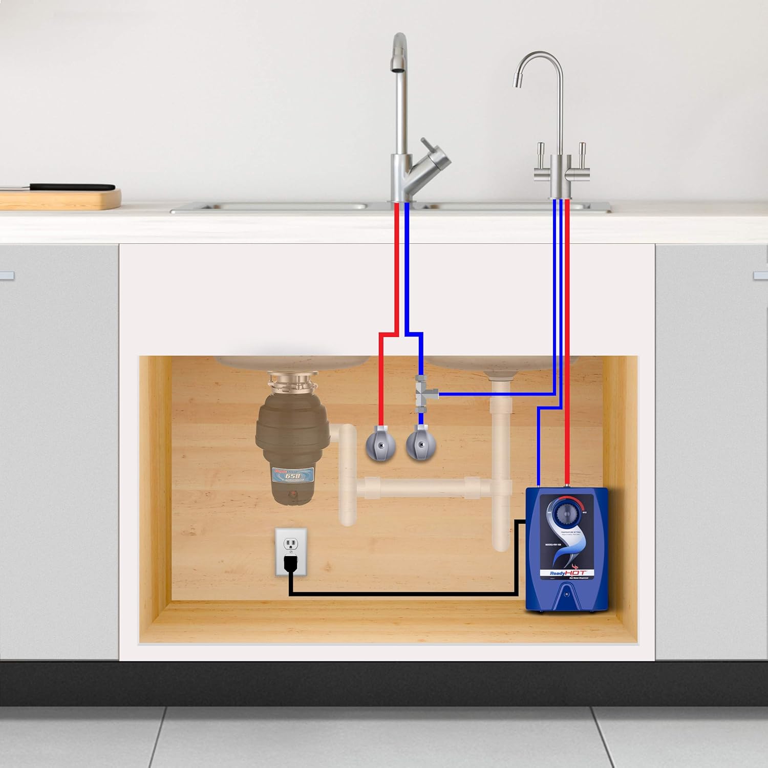 Ready Hot 41-RH-100-F570-BN Hot Water Dispenser System, 2.5 Quarts, Manual Temperature Control, Single Lever Hot Water Faucet, Brushed Nickel : Everything Else