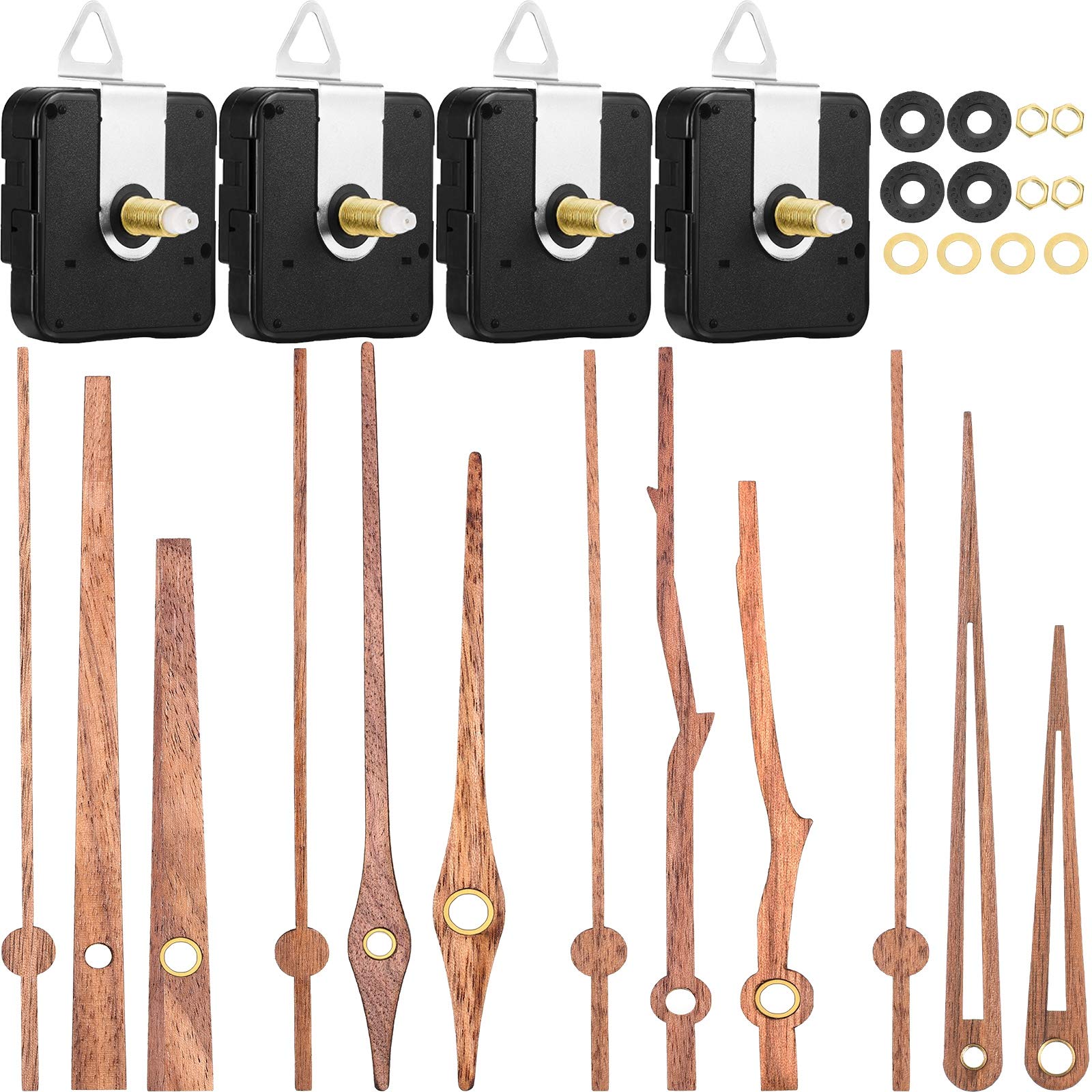 Buy 4 Pieces Quartz Clock Movement Clock Mechanism with 4 Types of Walnut Wood Clock Hands Clock