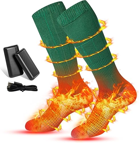Calcetines calefactables, calcetines eléctricos recargables con 3 ajustes de calor, 8 horas de tiempo de calentamiento, calentadores de pies de