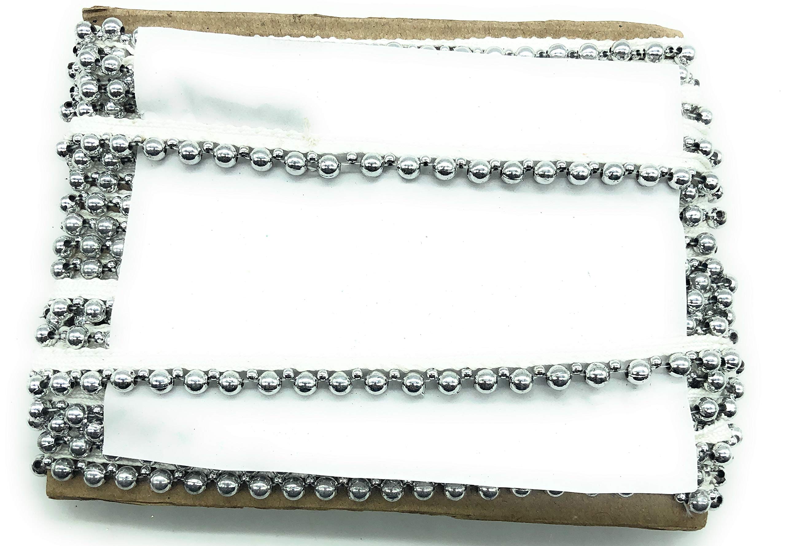 Kavmart Golden Moti Bead Lace Border Supreme Quality for Dresses, Sarees, Suits, Blouses, Dupattas, Bags, Bed Covers, Art & Craft in Different Colors (Pack of 9 Mtrs) Silver (B08P556PH8) Amazon Price History, Amazon Price Tracker
