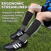 Vista 4 de Espinilleras de fútbol para niños, jóvenes y adultos - Almohadillas y mangas con bolsillo insertado optimizado para niños, niñas, hombres y mujeres