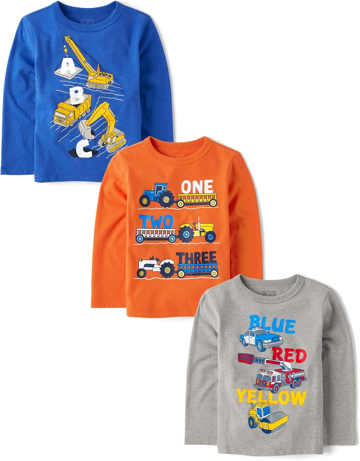 The Children’s Place Baby-Boys and Toddler Dino,Animals,Sharks Long Sleeve Graphic T-Shirts,3 Pack