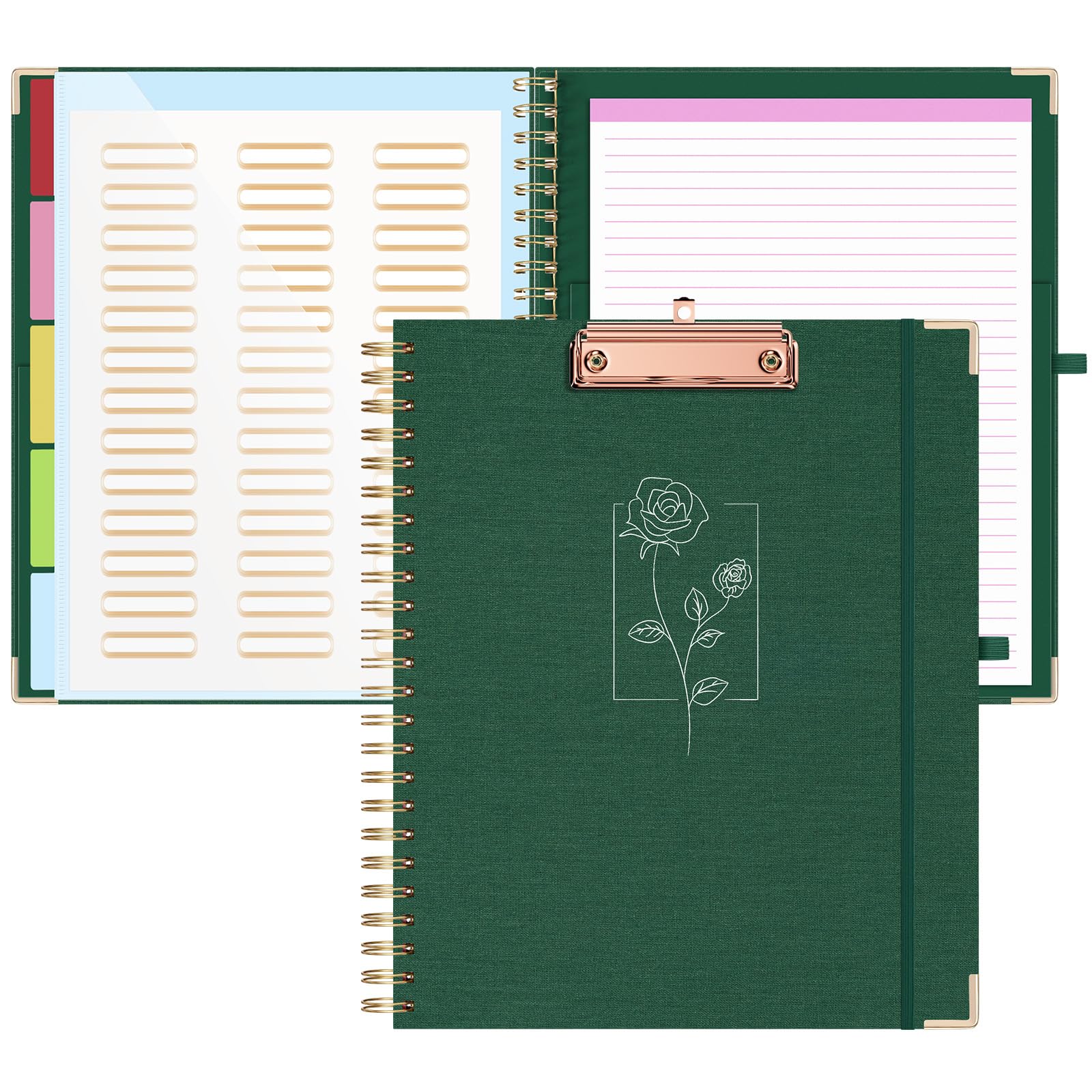 EYROZILL Clipboard with Storage, Clipboards for Letter Size, Clip Board with 5 Folders and 10 Pockets, Spiral Cute Clipboard for Office School Nursing