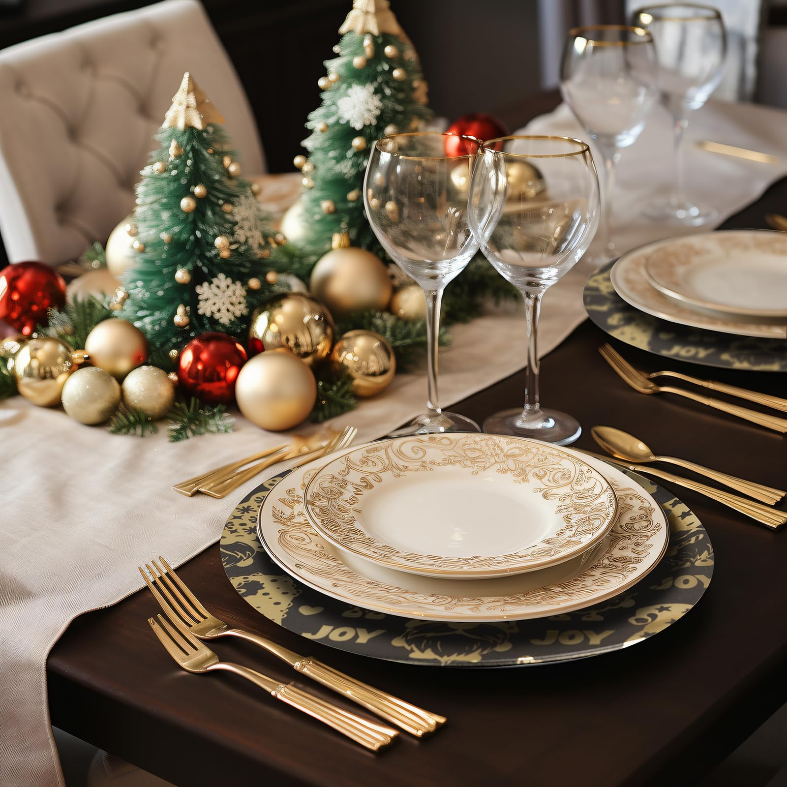 13 Christmas Charger Plates Set Of 6, Electroplated