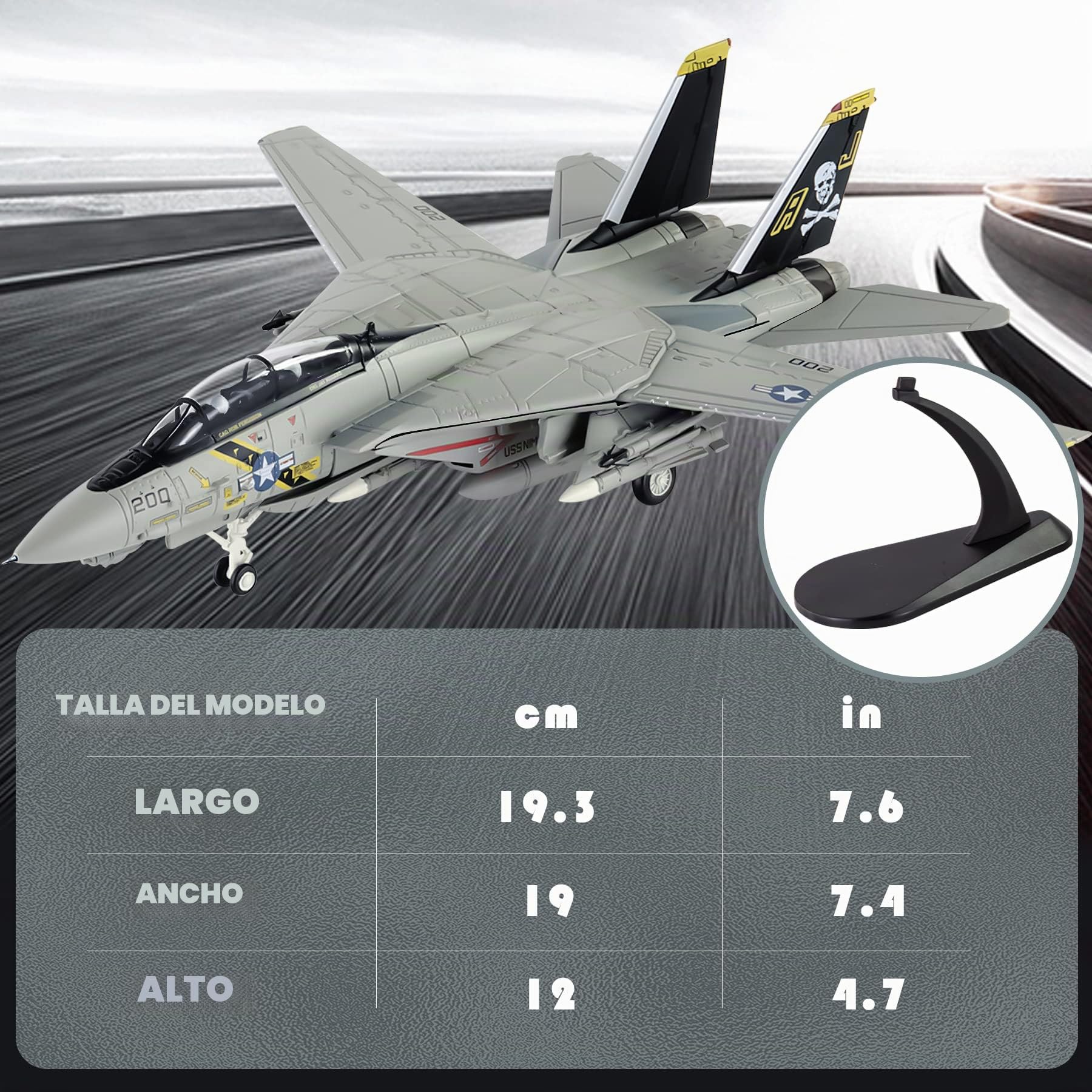 Avión Modelo Militar 1:100 F-14 cráneo (ala Variable) Fighter de Metal Modelo de avión Fundido a presión para Recoger o Regalar Adecuado para el Escritorio del hogar Decoración