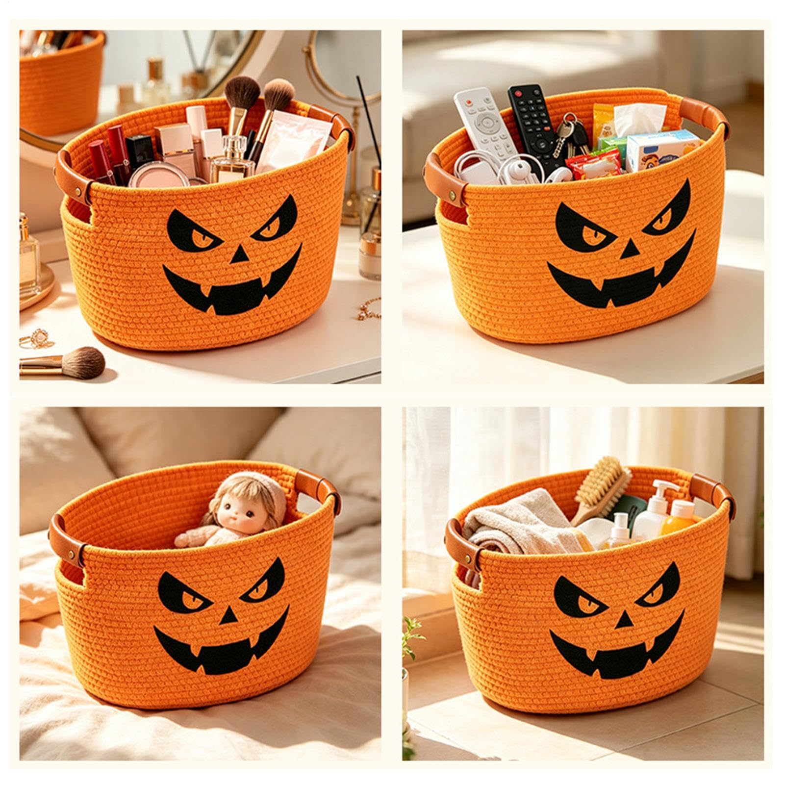 Dekoracyjny kosz na Halloween w kolorze pomarańczowym, pleciony kosz dyni | Uroczy kosz na słodycze lub kwaśne zabawki przekąski pranie salon dom sypialnia biuro