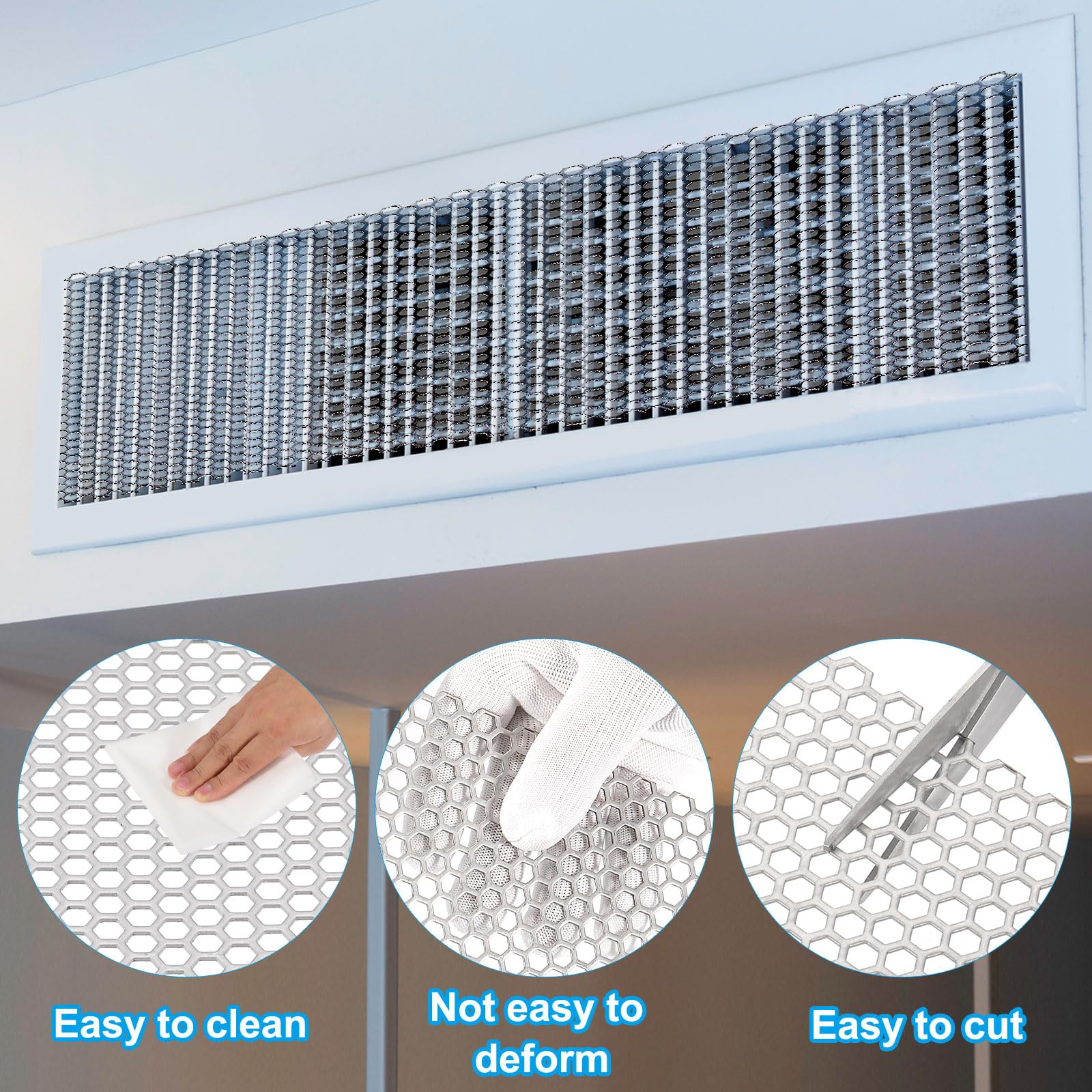 PATIKIL Feuilles métalliques perforées de 8,9 x 8,9 cm, trou hexagonal de 0,6 cm, maille en acier inoxydable 304, plaque métallique perforée étendue pour grille de ventilation et de sécurité