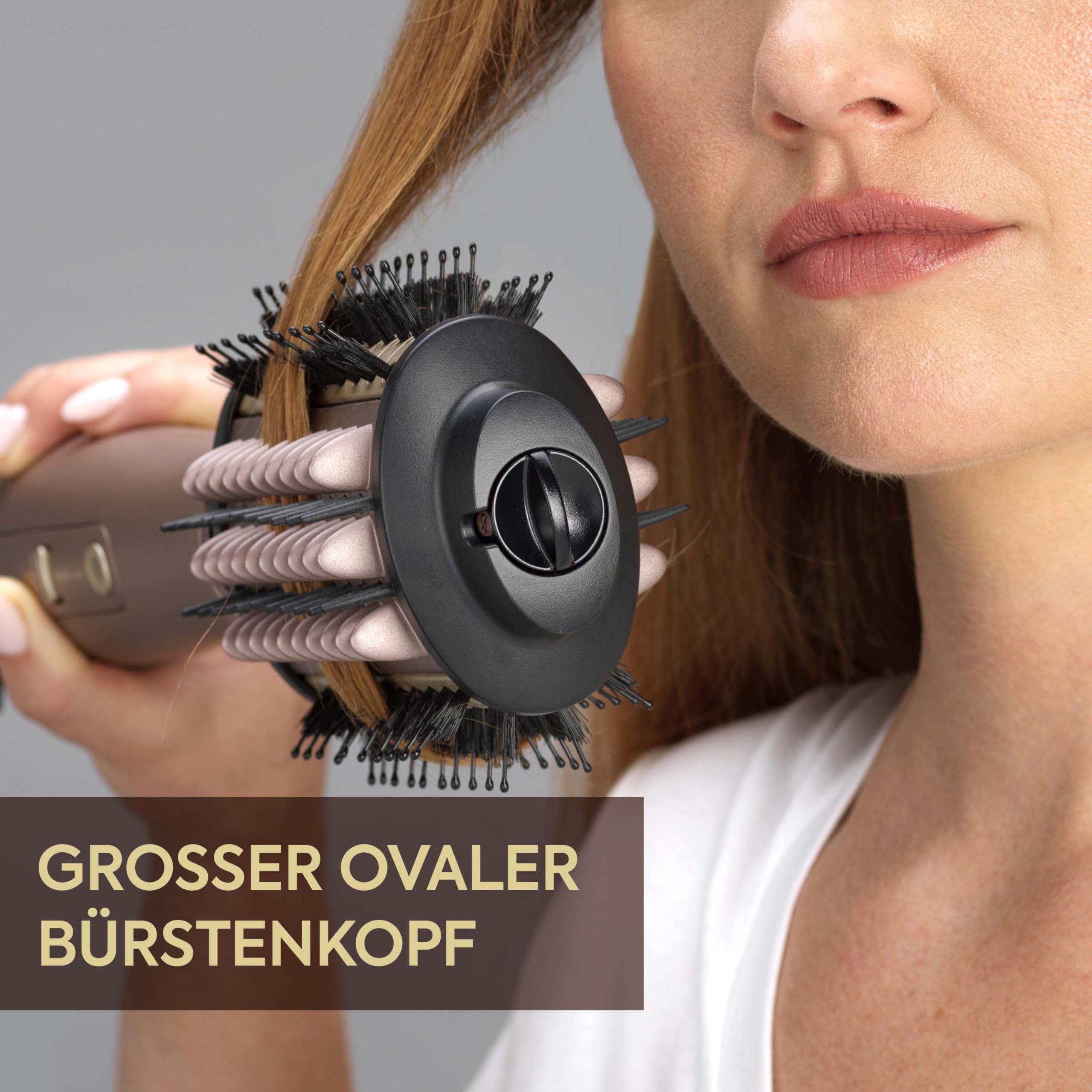 BaByliss Air Power Volume - 2-in-1 Warmluftbürste und Heizbürste, NASS- und TROCKEN-Modus, Glättende Warmluftbürste mit 3 Temperatureinstellungen, Ionen-Technologie, Keramikbeschichtung, Gold, AS95E