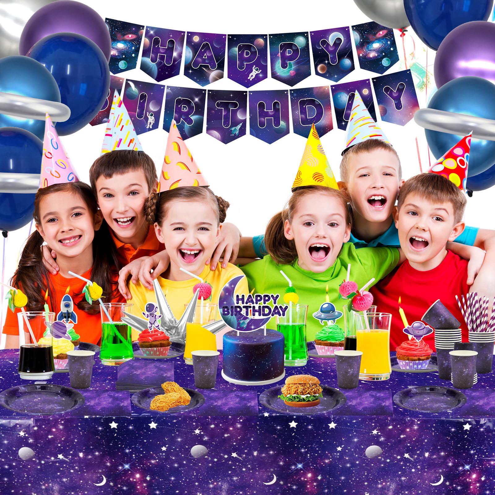 Space Party Plates 220 PCS Outer Space Party Supplies - Solar System ...