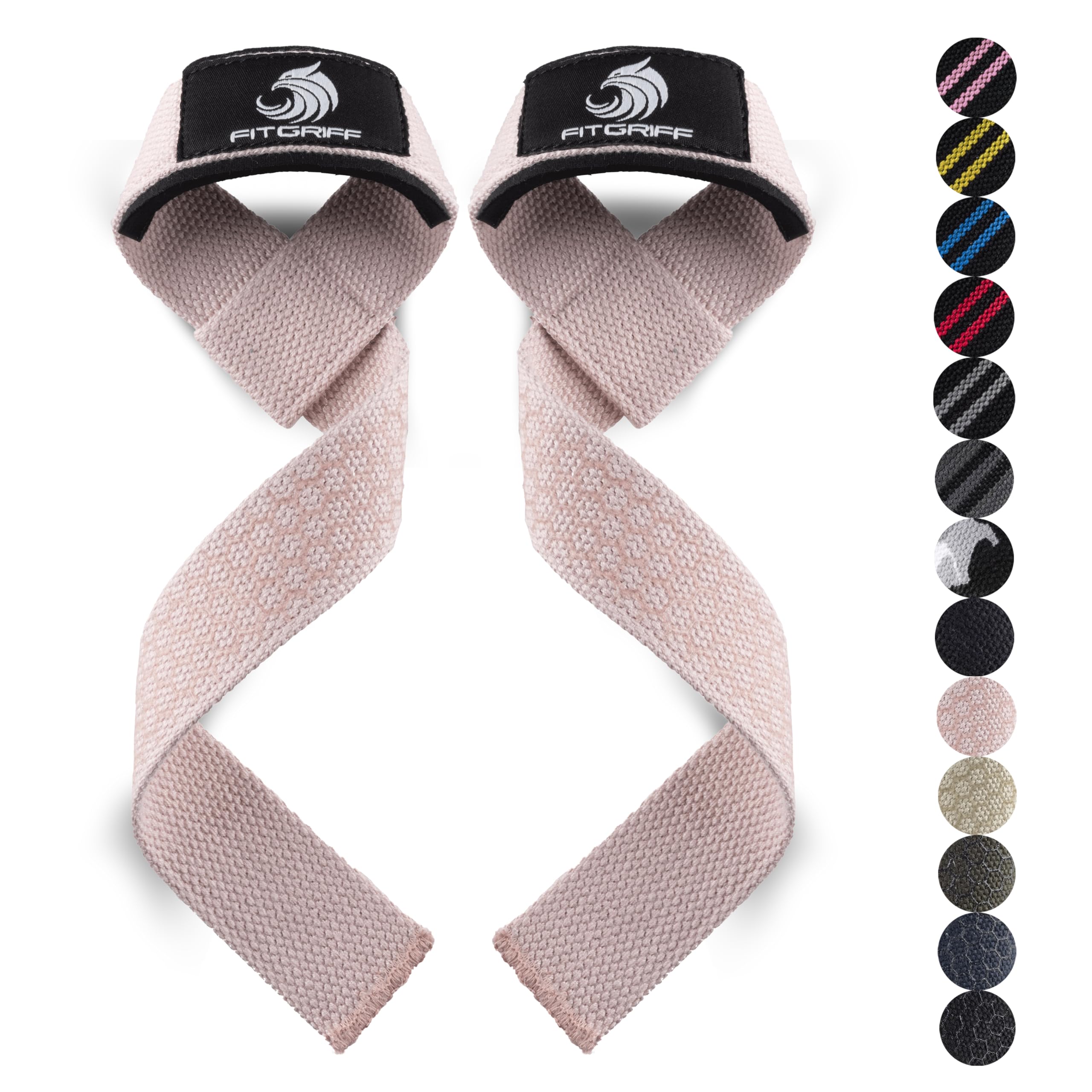 Fitgriff® Straps Palestra - Fascette Sollevamento Pesi - Fasce, Cinghie Per Stacchi, Gym, Lifting - Accessori Bodybuilding (X-Small (Sotto 16Cm Polso), Blush Pink (Silicone))-image