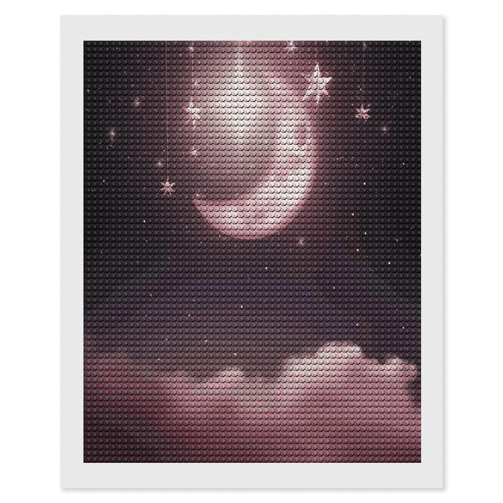 JTREHY Moon Pink Stars Diamond Art Kits Personalized DIY Round Diamond Painting Kits for Beginner Full Drill Diamonds Dots Paintings for Adults Gem Art Crafts Home Decor