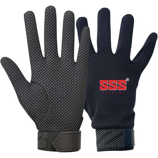 SSS Sports PVC Dotted Tennis Cricket Batting Gloves -Recommended for Soft Ball only (Alpha Gold Black, Mens)
