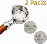 Vista 6 de Paquete de 2 pantallas de disco espresso de 2.106 in, reutilizable, 0.067 in de grosor, 150 μm de acero inoxidable 316, filtro de café profesional