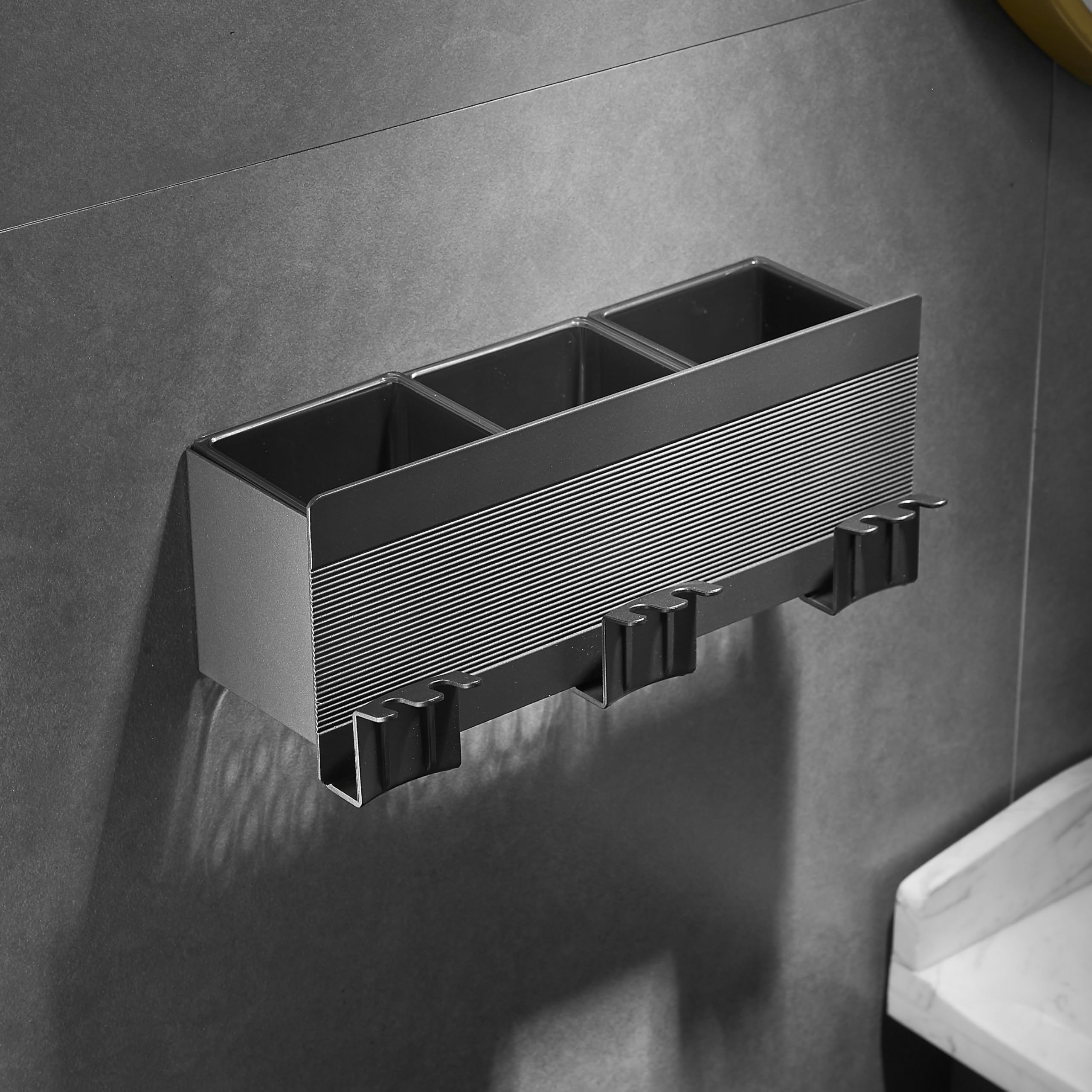Porte-brosse à dents avec 4 gobelets pour bain de bouche - sans perçage - fixation murale - rangement pour salle de bain et toilettes | Leroy Merlin
