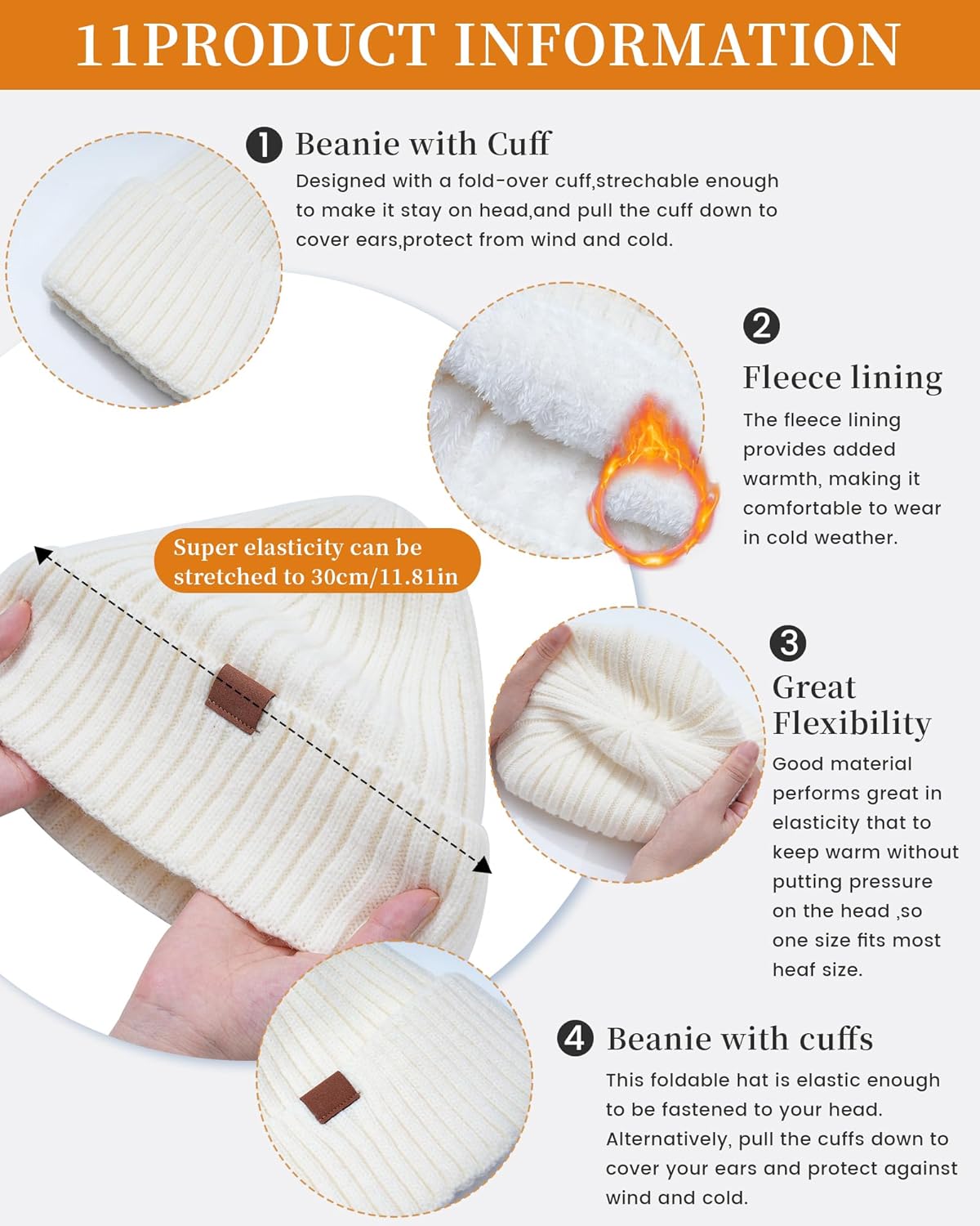 Hat Gloves Scarf Set for Women, Winter Knit Beanie Fleece-lined Touch Screen Gloves Long Scarve 3 in 1 Set Gift for Women - Image 5