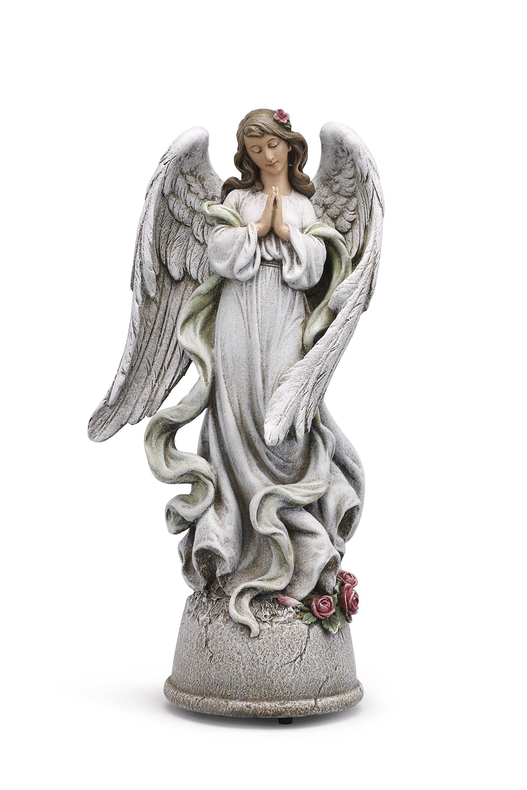 Peaceful Praying Angel 6.75 x 13.75 Inch Resin Musical Decorative Statue Plays Amazing Grace