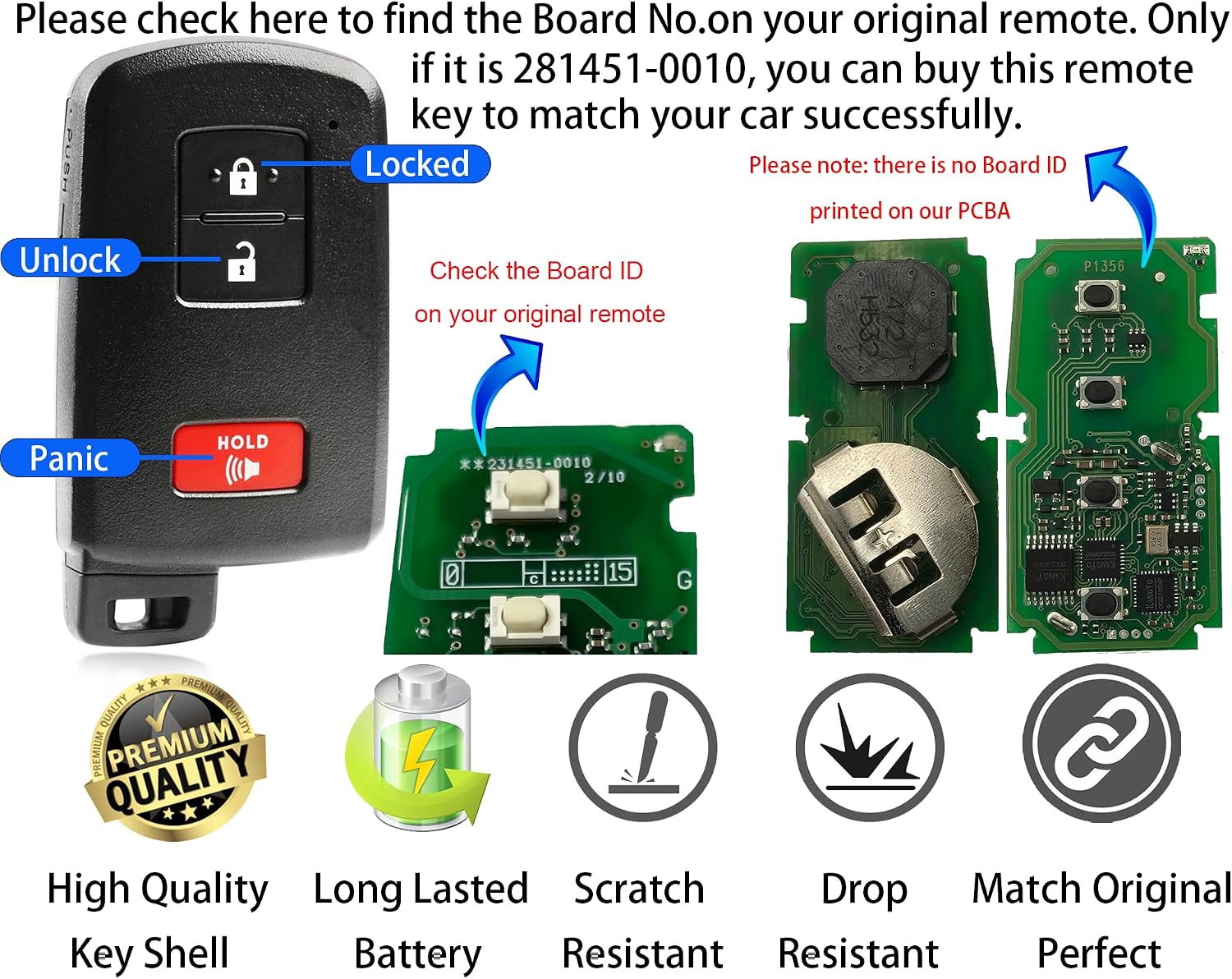 Smart Key Fob for Toyota Tacoma 2021-2022, Alliskeys Proximity Remote Control Key Fob Compatible for Toyota Tacoma Tundra 4Runner Sequoia 2021-2022 HYQ14FBB 89904-35060 89904-0C050 281451-0010
