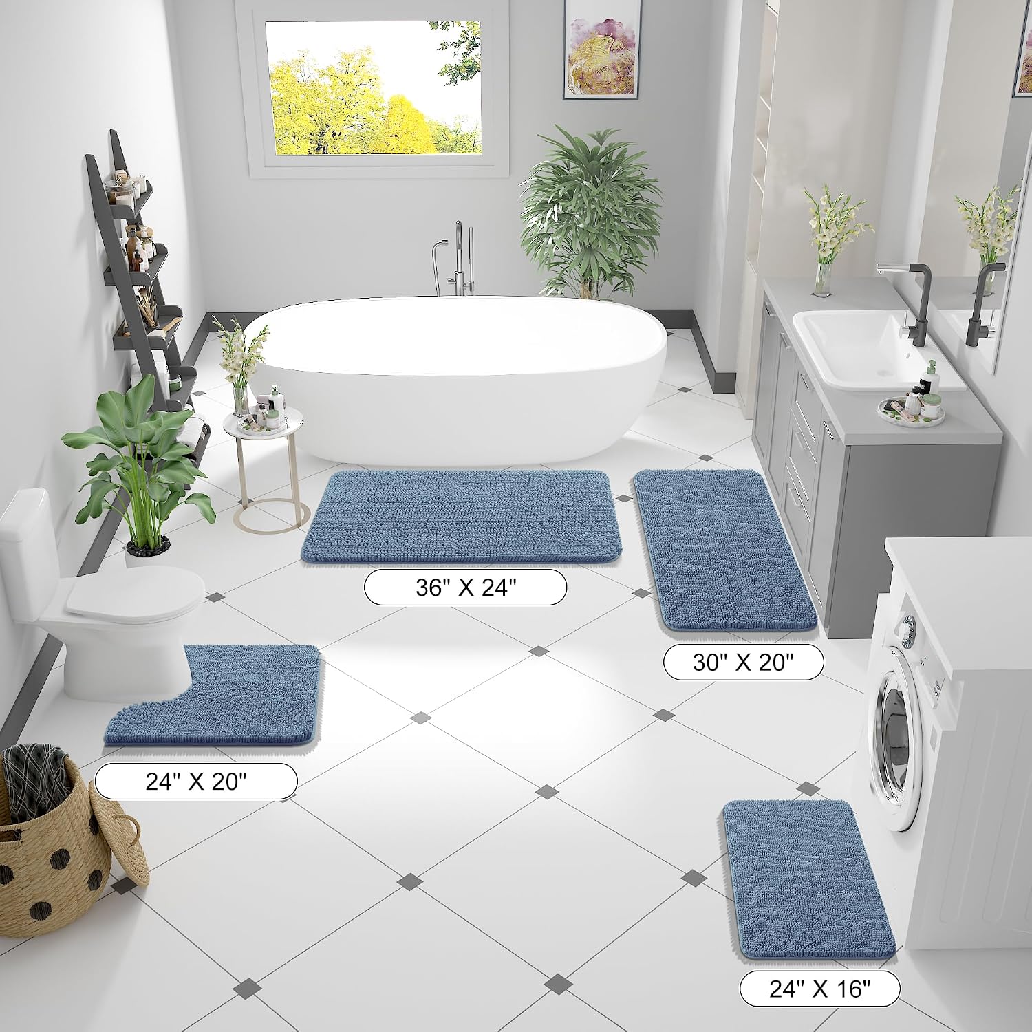 OLANLY Bathroom Rugs 34x21, Extra Soft Absorbent Chenille Bath Rugs image 2