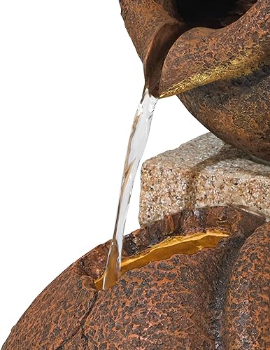 Miniatura 7 de Fuente de agua rústica de 35 12 pulgadas de alto en cascada para jardín, patio, terraza, hogar, césped, porche, casa, sala de estar, relajación,