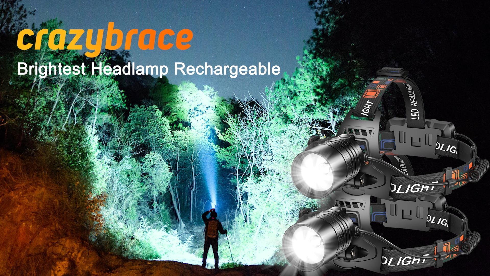 Amazon.com : crazybrace Rechargeable Led Headlamp 2Pack, 99000