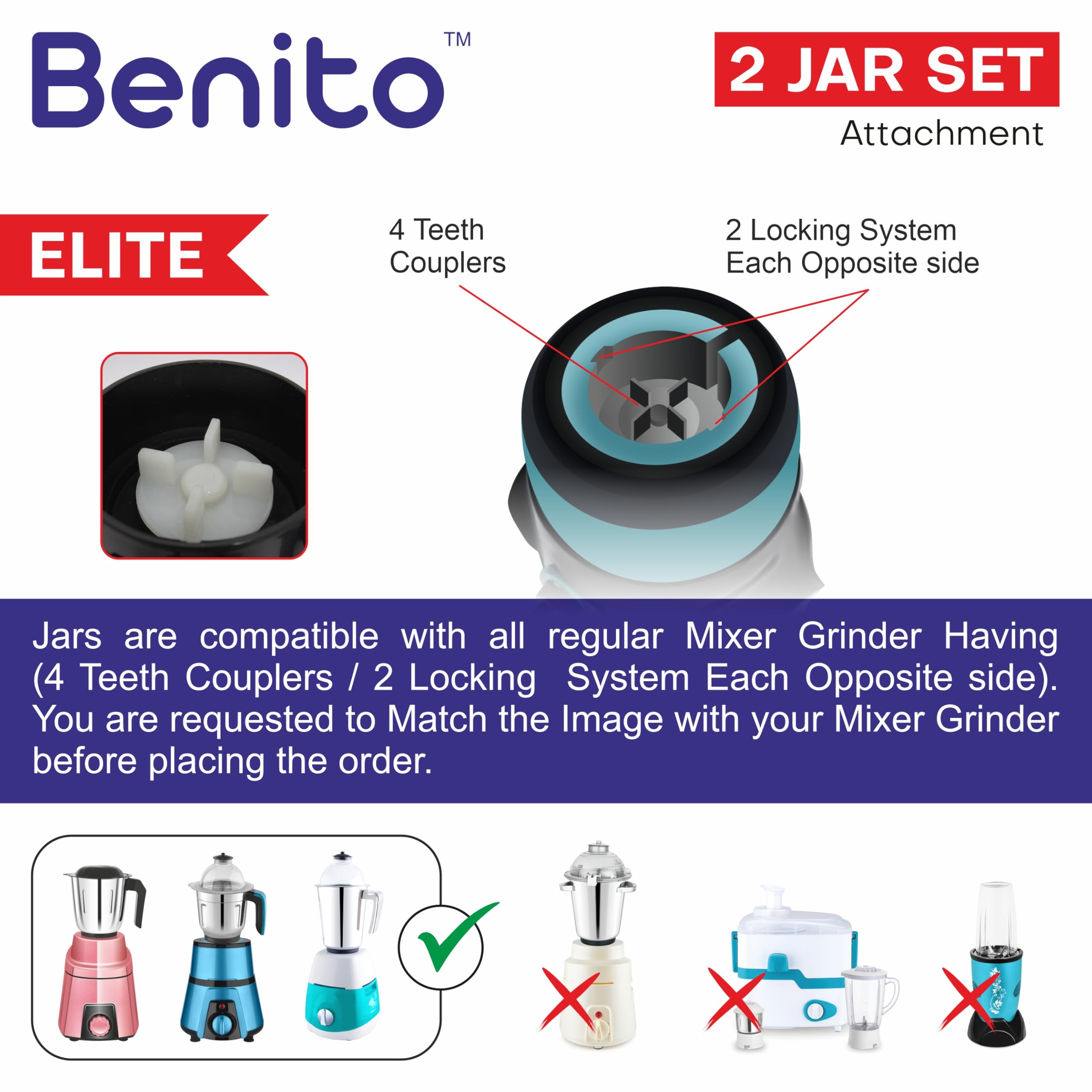 Benito Stainless Steel Jar Set for Mixer Grinder -5