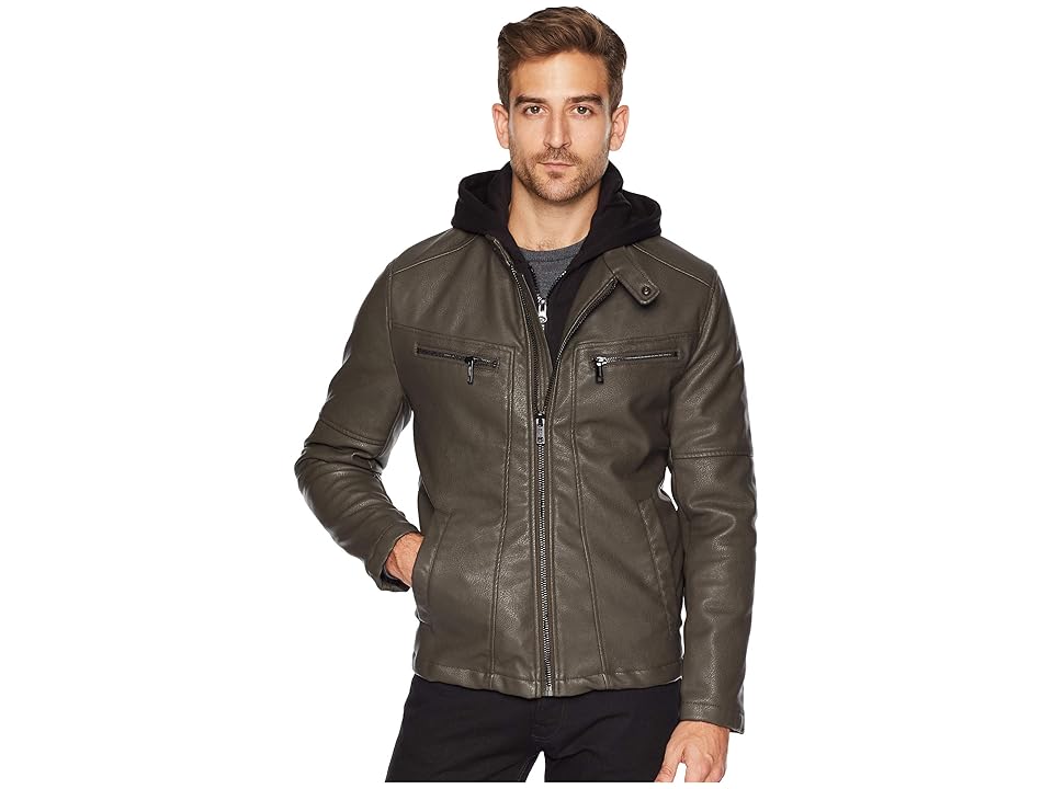 

Marc New York by Andrew Marc Moto w/ Removable Fleece Bib/Hood (Military) Men's Coat, Olive
