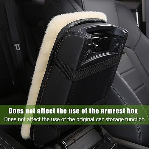 Miniatura 4 de Augeny Funda mullida para reposabrazos de automóvil, suave y corta felpa para consola central de auto, cálida en invierno, protector de caja de