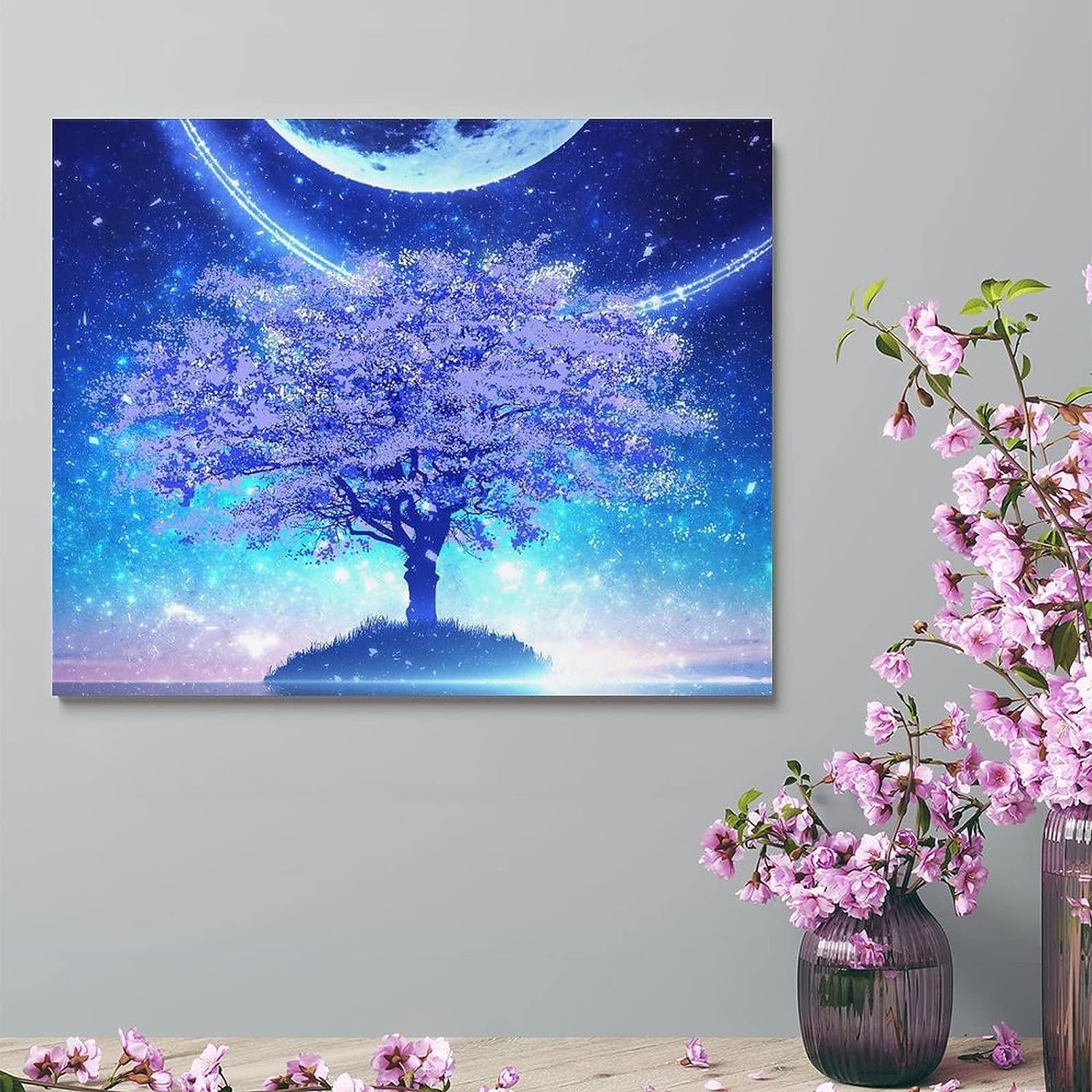 Amazon.co.jp: ポスター アートパネル 絵画 インテリア 桜 海 星空