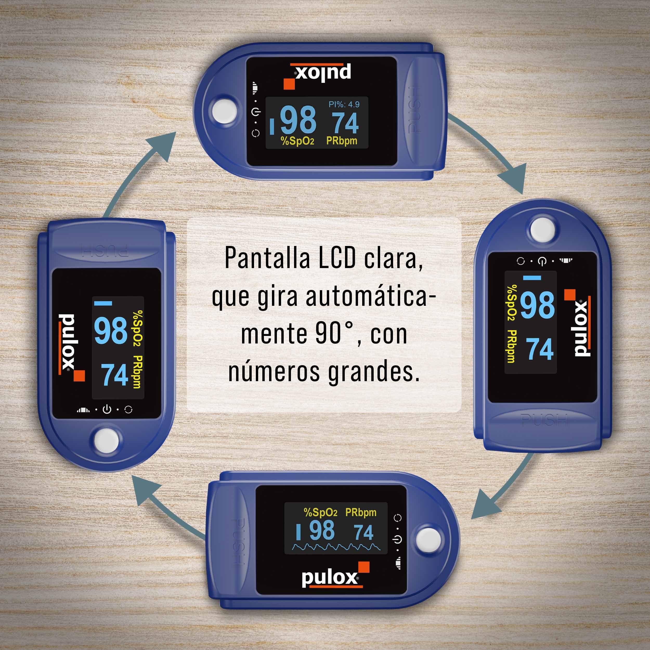 Pulsioxímetro Pulox PO-200 Set- Oxímetro de dedo profesional con accesorios - Para medir pulso, SpO2 y Índice de perfusión