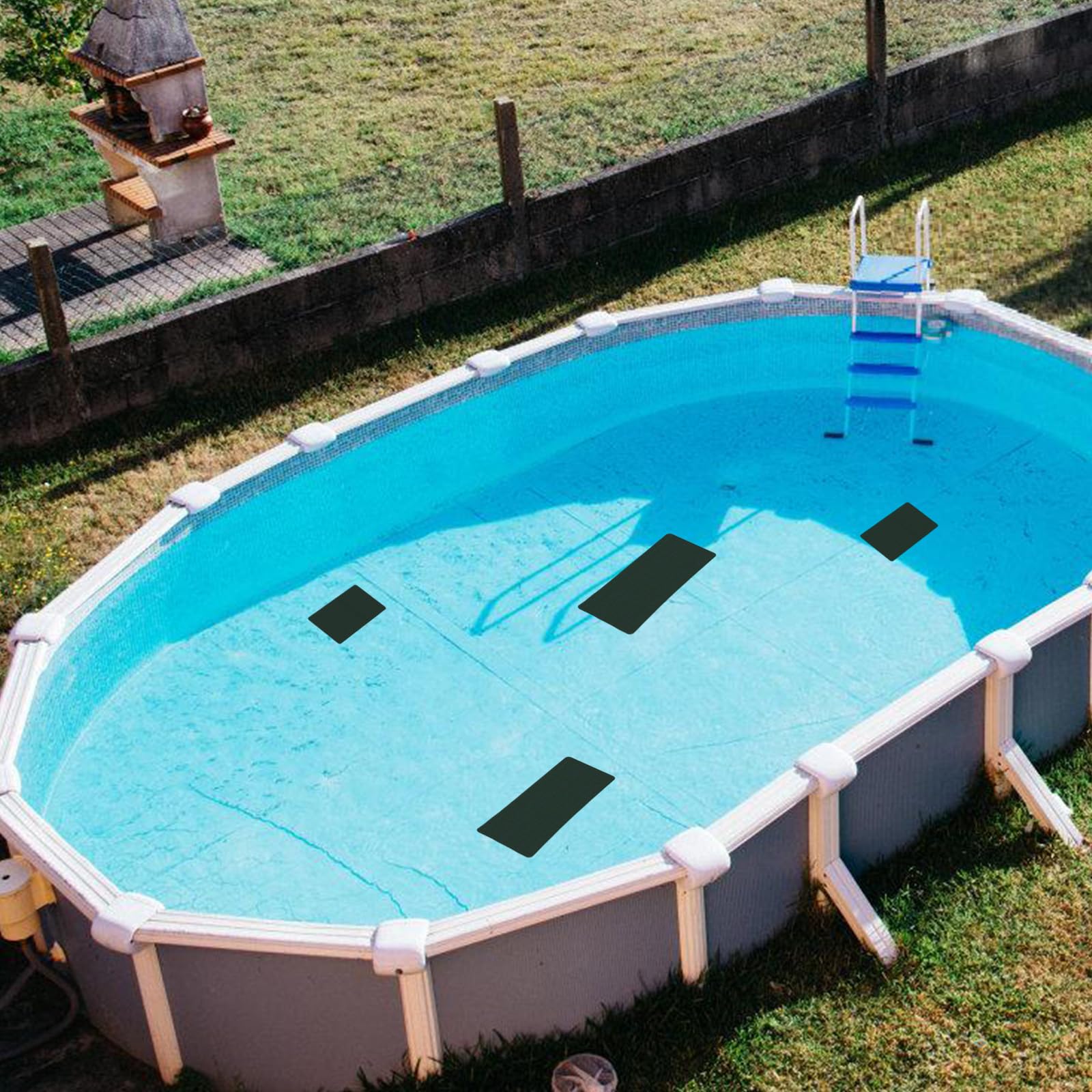 Lot De 6 Rustines Autocollantes Pour Bâche De Piscine - 20 X 10 Cm, Vert, Imperméables Et Résistantes, Réparation Facile - 4
