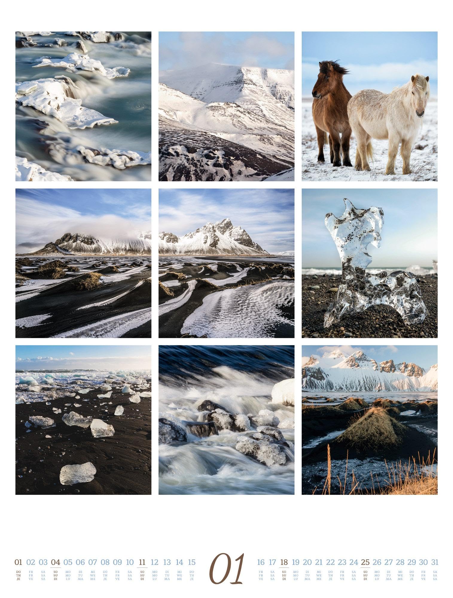 Inspiration Natur Kalender 2026 | Vielfältiger Natur-Kalender im großen Hochformat (50x66 cm) | Mehrteilige Bildmosaike im Triplet-Stil