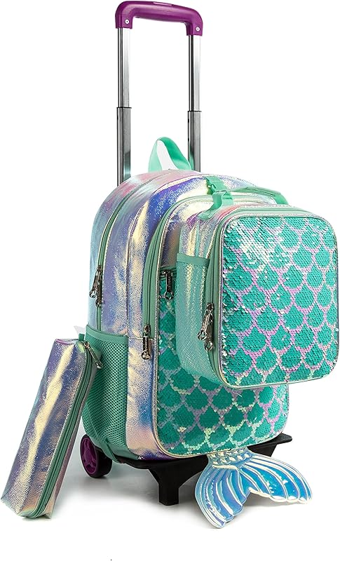 Mochilas de Rodinhas Infantis CUTBLAJAT - Kit de 3 peças com Lancheira e Estojo - Estilo de Sereia com Glitter em oferta na Shopee Mochilas de Rodinhas Infantis CUTBLAJAT - Kit de 3 peças com Lancheira e Estojo - Estilo de Sereia com Glitter em oferta na Shopee