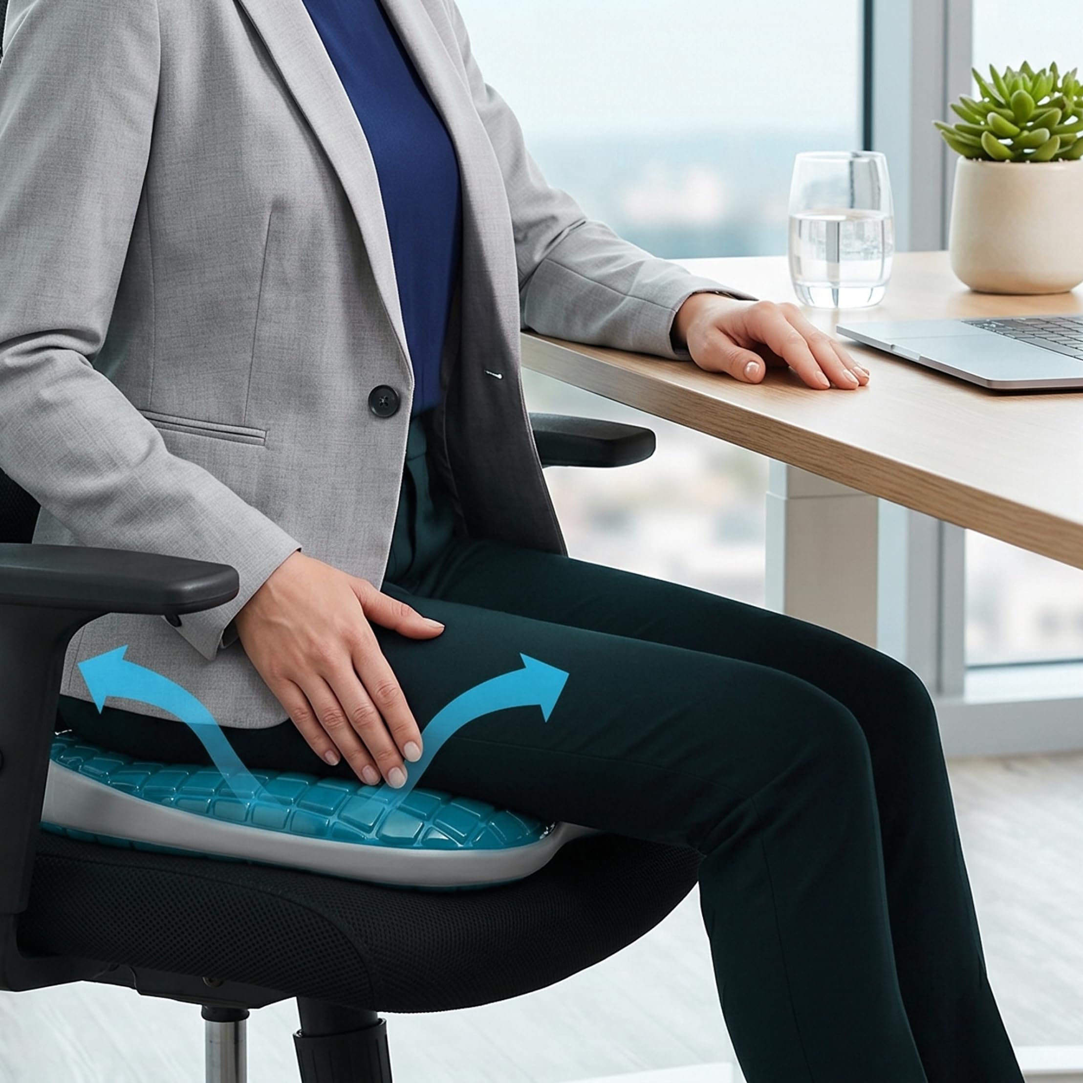 Cuscino a ciambella per il sedere Cuscino a ciambella in memory foam in gel con dal design cavo per alleviare le piaghe da decubito del coccige.