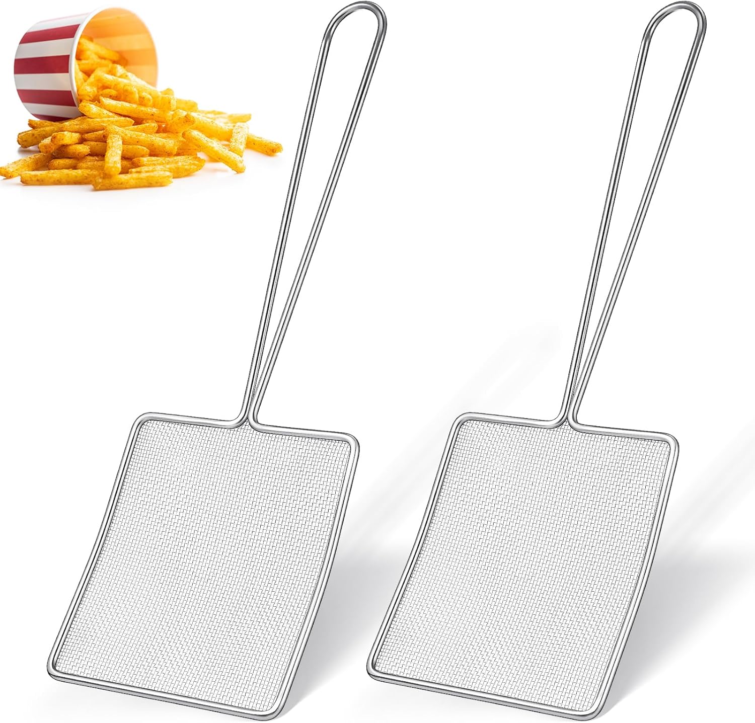 Mumufy 2 Pcs Mesh Skimmer Fryer Skimmer Fine Mesh Oil Fat
