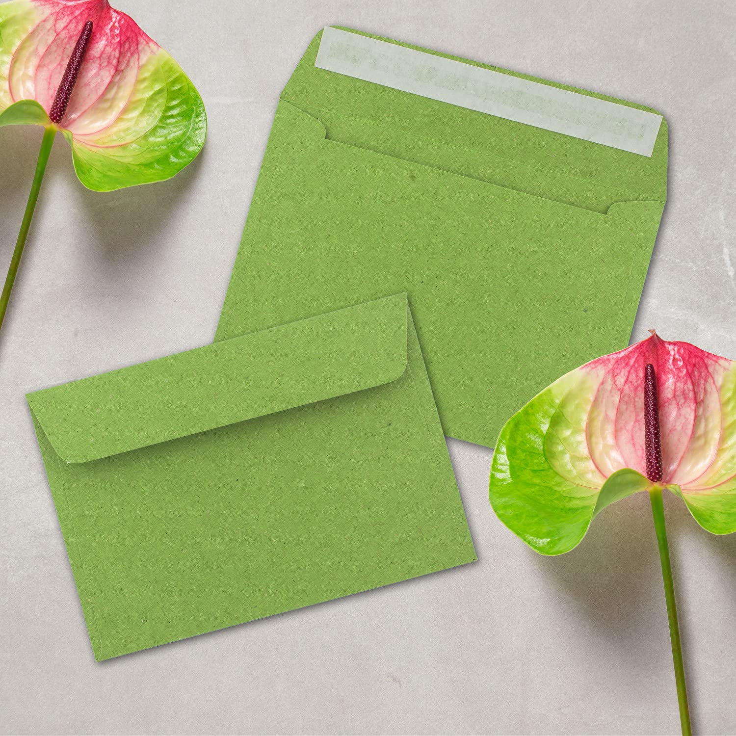 150x Buste formato B6 - colore: verde chiaro (riciclaggio della carta) - 125 x 176 mm - Chiusura: Con strip adesivo - 120 g/m² - per la natura by GUSTAV NEUSER