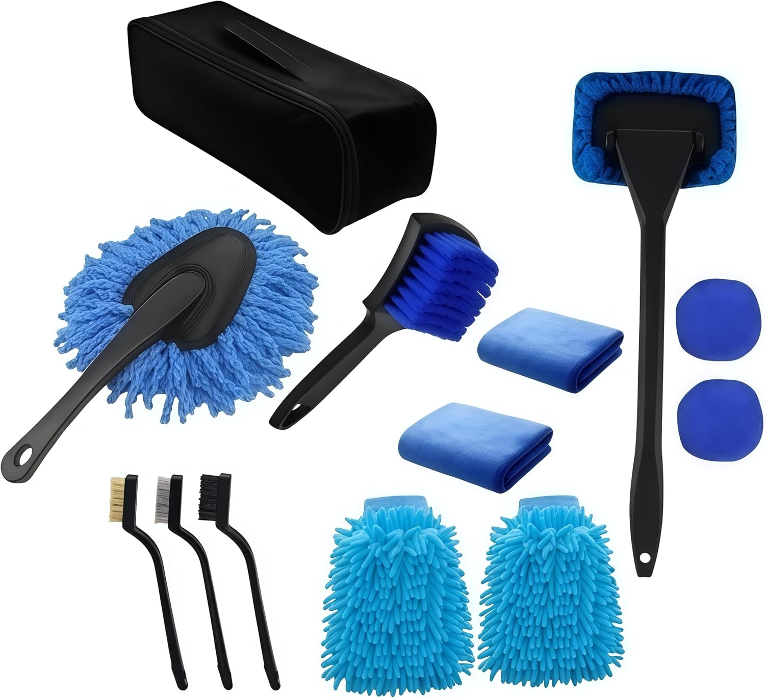 13PCS car Cleaning kit,Include car Cleaning Brush,Gloves,car Window Cleaning Brush, Cleaning Cloth and Storage Bag - car Cleaning Product Set, Suitable for Cars, Trucks