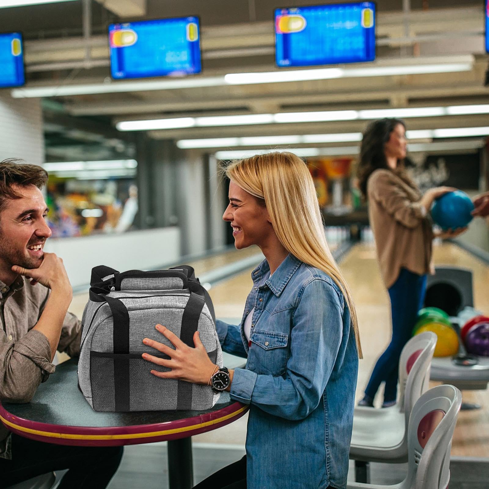 Fourre-tout De Bowling Pour 1 Balle – Transporteur De Boules De Bowling Compact, Sac De Support De Balle Rembourré, Poche Pour Accessoires En Maille Respirante, Poignée Robuste Pour Un Transport