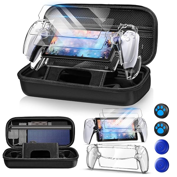 Auarte 12 in 1 Accessories Set for Playstation Portal Remote Player,Hard Carrying Case for PS Portal with Clear Skin Cas