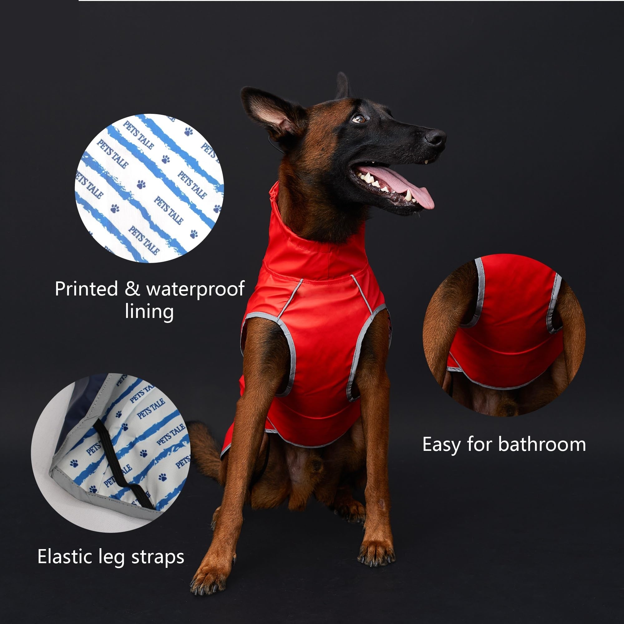 Impermeabile for cani impermeabile con strisce riflettenti e cappuccio regolabile - rosso, giallo, blu navy(YELLOW,3XL)