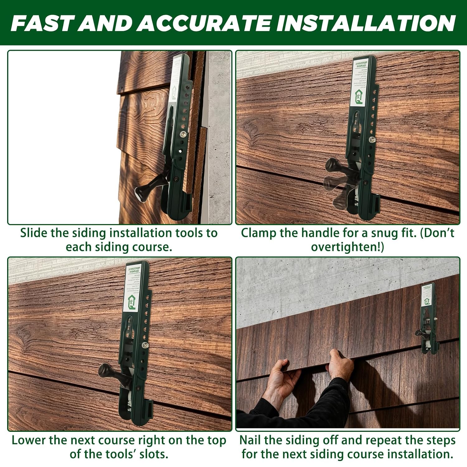 Siding Installation Tool, 2 Pack, 5/16-Inch, Carbon Steel, Green | Panel Alignment Repeatable Installation Repair Project Supply